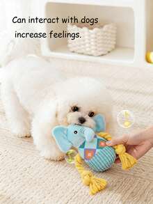 1个蓝色狗狗绳结玩偶，宠物叫声玩偶，毛绒咀嚼玩偶，牙齿护理互动玩偶，适合小型/中型犬 - 彩色 - 查看 4