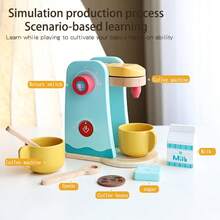 2026 Juego de cocina de simulación de alta calidad con máquina de pan, batidora y cafetera de madera, juego de juego de roles de juguete - Multicolor - Ver 2