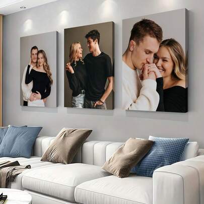 3 Stück/Set personalisierte Leinwandkunst, rahmenlose personalisierte Poster, gemütliches gerahmtes Leinwandbild, Hochzeitsandenken, Hochzeitsdekoration, Osterdekoration, Muttertagsgeschenk, Vatertagsgeschenk, personalisiertes Erinnerungsgeschenk, geeignet für Ostern, Hochzeit, Muttertag, Vatertag, Valentinstag, Raumdekoration, anpassbare Artikel, Schlafzimmerdekoration, individuelle Geschenke, Bilder, Fotos, gerahmte Wandkunst, Geschenk für beste Freunde, Familien, Geburtstag, Geschenk für Freund, Freundin, Familie, Liebhaber, Freund, ewige Liebe