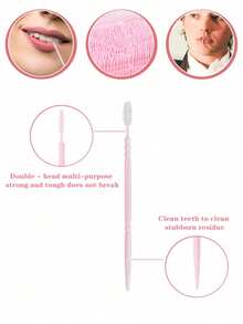 300/100/2支装一次性双头塑料牙签，口腔清洁牙线棒，便携旅行装，适用于牙齿 - 彩色 - 查看 5