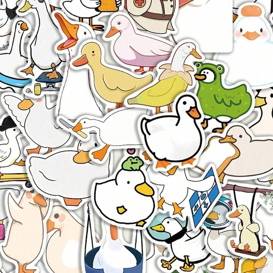 SCXXBSW 50pcs Simple Drawing Duck Exquisite Cartoon Graffiti Stickers DIY Decoration Skateboard Notebook Guitar Waterproof Stickers - Multicolor - View 1