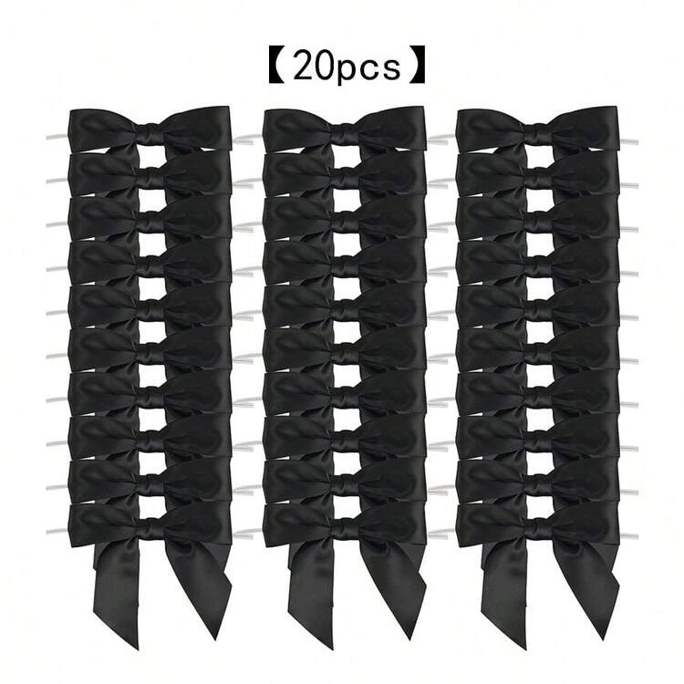 20个黑色丝带蝴蝶结装饰，预制粉色扭结蝴蝶结，用于礼品包装、糖果袋、派对礼物、婚礼装饰。黑色丝带蝴蝶结装饰，预制粉色扭结蝴蝶结，用于礼品包装、糖果袋、派对礼物、婚礼装饰 - 彩色 - 查看 7
