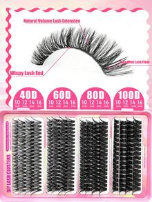 Highly Rated 370 Cluster Large Capacity Cat Eye False Eyelashes Set, Natural Fluffy And Thick 40D+60D+80D+100D False Eyelashes, D Curl, 8-16Mm Mixed Length, Reusable, Beginner Friendly, Easy To Use. Suitable For Daily, Party, Date - D - View 2