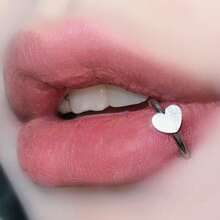 真挚的爱 钛钢无缝唇环，独特创意穿孔无缝环 - 銀色 - 查看 6