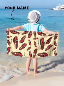 1pc Personalized Car Pattern Custom Beach Towel, Customized Bath Towel, Kids Towel, Pool Towel, Bathroom Towel, Vacation Gift, Beach Towel, Outdoor Travel, Beach Essential - Multicolor - View 7