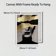 1/2Pcs Black & Gold Woman Portrait Canvas Wall Art – Luxurious Abstract Prints, High-Definition Waterproof Decor For Living Room, Bedroom & Home Office, Optional Frame - Multicolor - View 3
