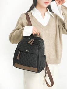 Functional City Backpack Interpreting Commuting Aesthetics In Various Scenarios, Unlocking Absolute Visual Sovereignty For Daily, Cycling, And Travel. Equipped With A Scientific Three-Mode Matrix: Two Adjustable Standard Brown Leather Shoulder Straps, Top Handle, Ergonomically Optimized To Provide Cloud-Like Carrying Experience. Side Functional Pockets Can Hold Water Bottles, Umbrellas - Multicolor - View 7