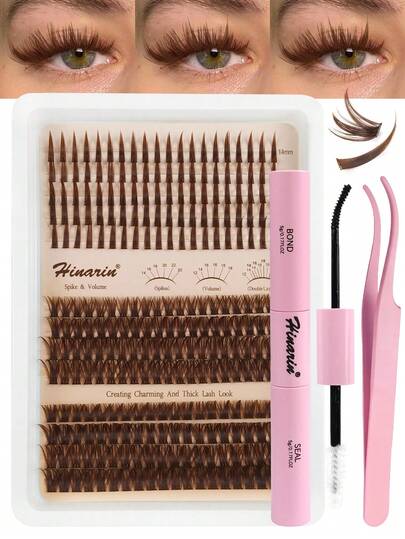 260 piezas Conjunto de pestañas postizas marrones tipo D-Curl 3-en-1 esponjosas, incluye pestañas puntiagudas, de 60D y 80D de 12-18mm/14-22mm, racimos de pestañas de hada marrones puntiagudas, con pegamento, sellador y pinzas, extensión de pestañas postizas puntiagudas DIY, racimos de pestañas de dibujos animados, pestañas a rayas de piel de marta falsa, racimos de pestañas gruesas, racimos de pestañas postizas, pestañas postizas personales, pestañas postizas, regalo de vacaciones