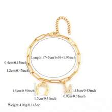 1件复古时尚马蹄形吊坠不锈钢回形针链手链，女士款 - 金黃色 - 查看 2