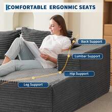 Techigher Comfy Cloud Sectional Couch With Chaise, L Shaped Sofa, Fluffy Couches For Living Room, Modular Sofa Couch & Bed, No Assembly Required - Gray, Right Facing Chaise - View 7