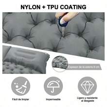 Colchoneta Inflable Doble Acampar Ultraligera Portáti Color Celeste - Gris - Ver 5