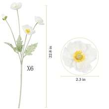 1/3/5支装仿真罂粟花，长59厘米，每枝4朵，简约现代风格，可弯曲且不褪色 - 适用于DIY花墙、场景装饰、客厅/卧室花瓶插花、婚礼、派对、桌面装饰。也适用于秋冬季装饰、家居装饰、厨房装饰、婚礼装饰、餐桌摆饰、办公室装饰、花园装饰、户外装饰、生日/毕业礼物、园艺、仿真花 - 白色 - 查看 12