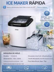 ce Maker Ckgo Inteligente | Maquina Para Hacer Hielo Rapida 9 min - Blanco - Ver 4