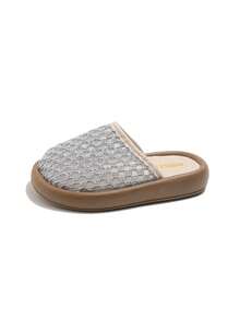 1 Pair 2026 Summer New Kids Lace Slippers, Girls Soft Bottom Breathable Closed Toe Mules, Fashionable Casual Shoes - Silver - View 6