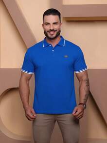 Men's Polo Shirt With Cuffs, Men's Cotton T-Shirt - Bút xanh - Xem 1