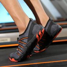 Zapatos acuáticos para exteriores, zapatos de agua unisex para nadar, vadear, bucear, playa, pesca, yoga, fitness - naranja gris - Ver 4