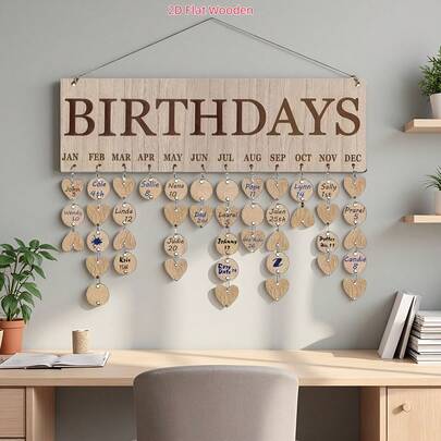Wooden Calendar Decor, Birthday Party Home Decoration, Creative Valentine's Day Display Decor, Heart-Shaped Handicraft, Office Colleague Birthday Reminder Decoration