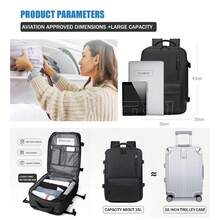 17-Inch Laptop Business Work Waterproof Backpack, Large Travel Backpack For Both Men And Women, Handbag, With Laptop Compartment, Suitable For Carry-On Luggage, Carry-On Luggage Box, Super Large Travel Backpack, Suitable For Business Trips, Travel Bag, Suitable For School, Suitable For Both Men And Women. - 黑色 - 查看 4