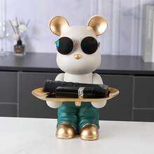 トッパー キー収納 ブルドッグ ディッシュ 貯金箱 コインボックス 3 in 1 面白い犬の装飾 誕生日プレゼント 男性用 トッパー デスクトップ 便利な収納 ドアの装飾 キーホルダー メガネ/ポーチのハンモック/スタンプ/リモコン/化粧品/キャンディーなどの小物収納 樹脂製 彫刻装飾 友人 恋人 誕生日 クリスマスギフト 最高のギフト - ベアトレイ 520メートル グリーン - チェックする 1
