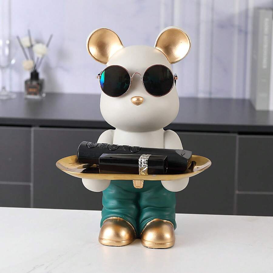 トッパー キー収納 ブルドッグ ディッシュ 貯金箱 コインボックス 3 in 1 面白い犬の装飾 誕生日プレゼント 男性用 トッパー デスクトップ 便利な収納 ドアの装飾 キーホルダー メガネ/ポーチのハンモック/スタンプ/リモコン/化粧品/キャンディーなどの小物収納 樹脂製 彫刻装飾 友人 恋人 誕生日 クリスマスギフト 最高のギフト - ベアトレイ 520メートル グリーン - チェックする 1
