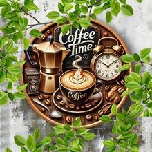 "Coffee Time" Round Metal Tin Sign, Vintage Moka Pot & Latte Art, 8x8 Inch (20x20cm) - Rustic Kitchen Wall Decor, Coffee Bar Station, Cafe Decoration, Retro Clock Plaque, Morning Routine, Espresso Bean, Breakfast Nook, Barista Gift, Waterproof, Printed Rust Effect, Durable Plate, Pre-Drilled Holes, Smooth Edges, Farmhouse,Round Metal Sign,Tin Plaque,Wall Art Decor,Hanging Ornament,Aluminum Sign,2D Flat Print,Vintage Retro,Bistro Decor,Shelf Decor,Round Metal Sign,Tin Plaque,Wall Art Decor,Hanging Ornament,Aluminum Sign,2D Flat Print,Vintage Retro,Bistro Decor,Shelf Decor - Nhiều màu - Xem 4