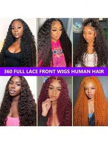 ZHENDEFA 360 Degree Lace Frontal Wig, Invisible Hairline, No Glue, Wavy, Drawstring, 200% Density, Brazilian Virgin Hair - SNatural - View 8