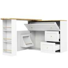 Extendable Bar Table With Storage (138-204*39*105cm), Kitchen Furniture, Sideboard With Snack Shelf, Telescopic Bar Table, High Table, Bistro Table, Kitchen Island, Black - 白色 - 查看 7