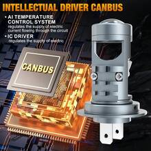 TOAUTO 2个H7 H11 9005/9006 LED投影汽车大灯灯泡，带透镜和CANBUS总线，高功率80W，250000流明，3570 CSP芯片，涡轮LED H7二极管灯泡，1:1即插即用 - A - 查看 5