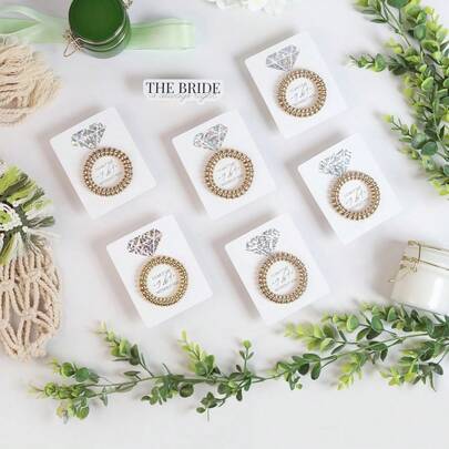 6pcs/12pcs Bridesmaid Gift Spiral Hair Ties On A Proposal Card - Spiral Hair Ties For Bridal Maid Of Honor (Gold Or Silver The Hair Tie Is Hot Melt Spliced)