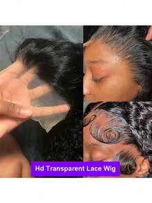 ZHENDEFA 隐藏式绑带 360° 无胶蕾丝前假发 真人发预拔毛 200 密度 深波浪高清透明蕾丝前假发 带抽绳 卷曲蕾丝前假发 女士 - SNatural - 查看 5