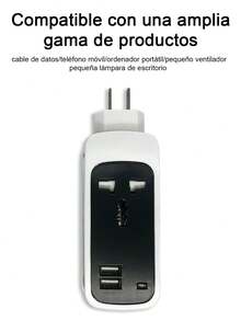 2 piezas Barra multicontacto con 1 enchufes, 2 puertos USB,Adecuado para el hogar, la oficina, los viajes, etc. - Multicolor (2 piezas) - Ver 4