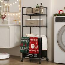 1pc Multi-Layer Bathroom Storage Rack With Swivel Wheels, Laundry Hamper, Underwear & Clothing Organizer - Multicolor - View 18