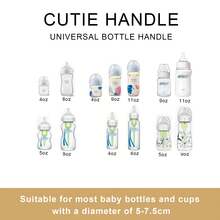 1 Set Bottle Handle - Silicone Bottle Handles With Strap, Silicone Protective Cover For Glass Bottles, Silicone Bottle Sleeve With Strap, Portable Baby Cup Holder, Strap Bottle Rack, Compatible With 5cm-7.5cm Diameter Bottles, Wide Mouth & Large Caliber Bottles & Cups - Champagne - View 3