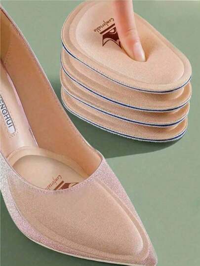 A Pair Of Women's Anti-Slip, Breathable Heel Pads And Insoles, Suitable For High Heels, Preventing Slipping And Pain, And Can Adjust The Fit Of Loose Shoes, Also Suitable For Pointed-Toe Shoes.