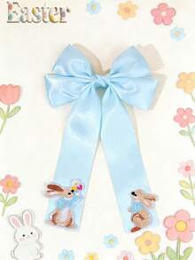 1 Stück Osterhasen Haarbögen für Mädchen, große Haarclips mit Hasenbestickung, süße Seidenhaarklemmen im Stil für Festivals, Partys, Urlaubsoutfits, Teenager Haaraccessoires - Verschiedenfarbig - Übersicht 10