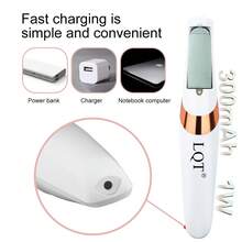 LQT Electric Callus Remover - USB Rechargeable - Painless Callus Removal, Detachable Grinding Head, USB Rechargeable Battery, Unisex, Professional Foot Care Tool (White/Pink) - White - View 5