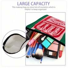 Retro Sardine Pattern Unisex Foldable Cosmetic Bag, Spacious Zipper Pouch, Versatile Toiletry Bag, Travel Essential, Coin Purse, Pencil Case, Great Gift For Family, Friends, Teachers For Children's Day, Halloween, April Fools' Day, Back To School, Graduation, Thanksgiving, Birthday, Party - 綠色 - 查看 10