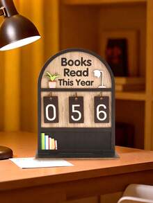 1 Set Wooden Annual Reading Tracker Decor - Can Record 999 Books, Coffee Color Annual Reading Tracker, Office Decor, Living Room & Bedroom Decor, Study Space Decor, Bookshelf Decor, Cabinet Decor, Desk Decor, Retro Decor, Bookstore Counter Decor, Room Decor, Home Decor, Gift For Bookworms, Perfect Gift For Book Lovers, Reading Challenge Gift, Home Accessory, Birthday Gift - Brown - View 9