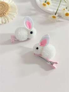 4pcs Easter Cute Animal Element Fluffy Faux Rabbit & Duck Clip Hair Accessories For Women, Available In White And Pink, Suitable For Bangs, Sides, Daily Wear, Claw Clips, Alligator Hair Clip, Hair Barrettes, Head Accessories, Hair Slide - Multicolor - View 5