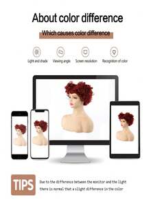 14英寸红皇后假发，适合女孩、女士，耐热合成纤维，适用于万圣节、角色扮演、派对等场合。 - 彩色 - 查看 7