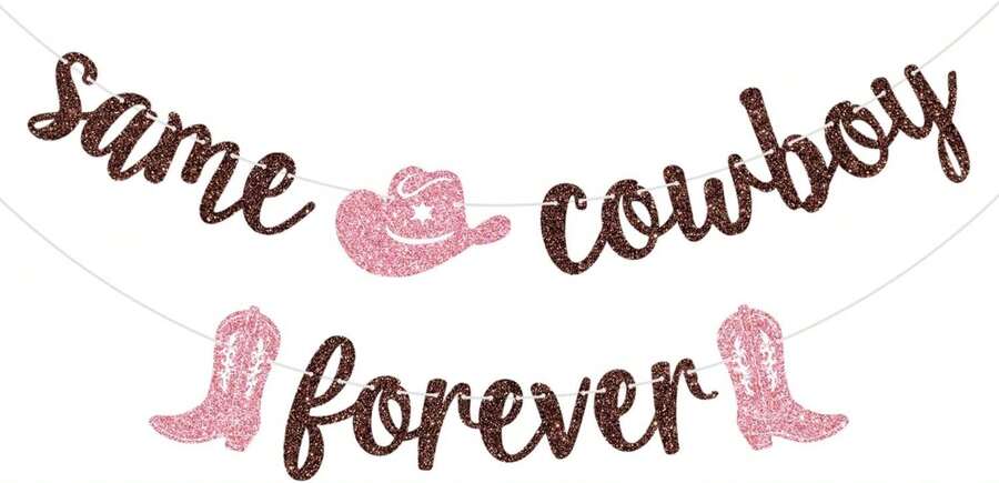 Same Cowboy Forever Banner, Western Cowgirl Bachelorette Decorations, Nashville Bridal Shower Engagement Party Decor, Western Bachelorette Party Decorations, Brown Glitter - quả mơ - Xem 1