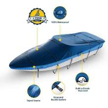 Funda Universal para Barco, Cubierta Impermeable de Grado Marino para Barcos de 16'-18.5' de Largo y hasta 98" de Ancho, Resistente y con Protección UV, Ideal para Botes de Pesca,41020251 - Verde - Ver 2