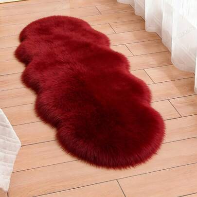 Thickened Indoor Artificial Wool Carpet, Super Soft Living Room Area Rug, Plush Warm Bedroom Bedside Carpet, Asymmetrical Shape Floor Mat, Living Room Carpet, Carpet, Living Room Area Rug, Small Area Rug, Mat, Home Decor, Large Living Room Carpet, Round Carpet, Living Room Home Decor, Room Decor, Washable Carpet