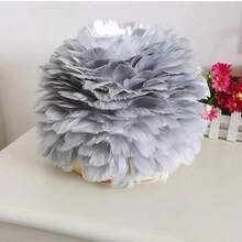 手工波西米亚羽毛灯罩 - 高品质羽毛，无需用电，现代简约设计，适用于卧室、婚礼和家居装饰，艺术灯罩，浪漫卧室装饰，独特照明，卧室装饰灯罩 - 羽毛燈罩 - 查看 4