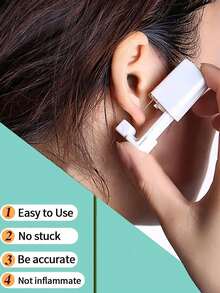17 pièces/set Kit de perçage d'oreilles jetable et stérile, comprenant 4 pistolets de perçage d'oreilles, 4 tampons de nettoyage d'oreilles, 8 couvercles de protection d'oreilles jetables et imperméables, et 1 stylo de marquage. Convient pour le perçage d'oreilles personnel ou professionnel - Multicolore - Voir 4