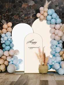 Two-Tone Arch Backdrop Cover Set, Wedding Spandex Dome Archway Ideal For Birthday Parties, Wedding Ceremonies, Bridal Showers, Baby Showers, And Baby Parties (White + Beige) - Multicolor - View 2