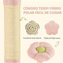 FINYQBET Árbol para Gatos, 155 cm de Altura, 8 Niveles con Cueva, Hamacas, Rascador de Sisal y Forro Polar Suave, Diseño Flor, 2 Pompones, Torre de Juego para Gatos Grandes y Múltiples Mascotas - 1 - Ver 3