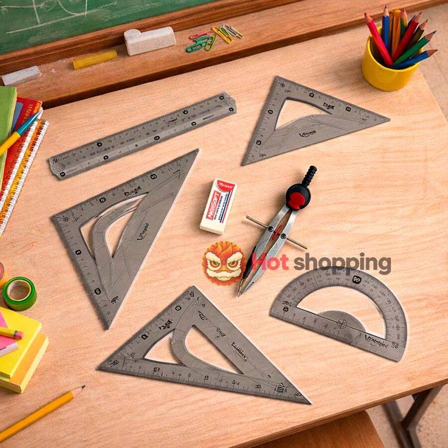 Juego Geometrico de 6 pcs Maped Inrompible + Compas - trasparente - Ver 1