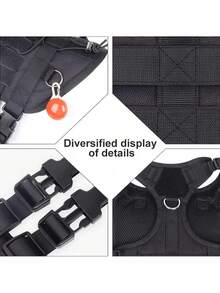 Outdoor Training Tactical Dog Vest, Anti-Pull & Waterproof, With Rubber Handle And Metal Buckle Pet Dog Harness - Black - View 3