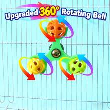 1个鹦鹉旋转铃铛玩具，360度旋转，智能减压，鸟笼配件玩具，发出清脆悦耳的声音 - 彩色 - 查看 5